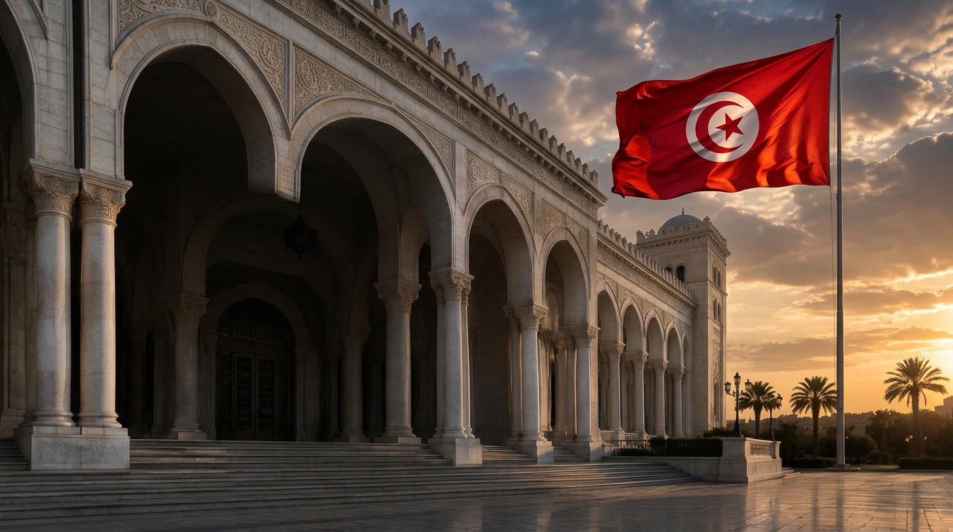 مشهد معماري توضيحي مستوحى من العدالة التونسية